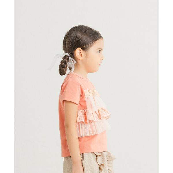 ●50％OFFセール●ラ・ポシェ・ビスキュイ　La poche biscuit　レースチェックフリル　半袖　Tシャツ (110・120・130・140） キッズ　小学生　女の子　LP25MS008 | la poche biscuit | 02
