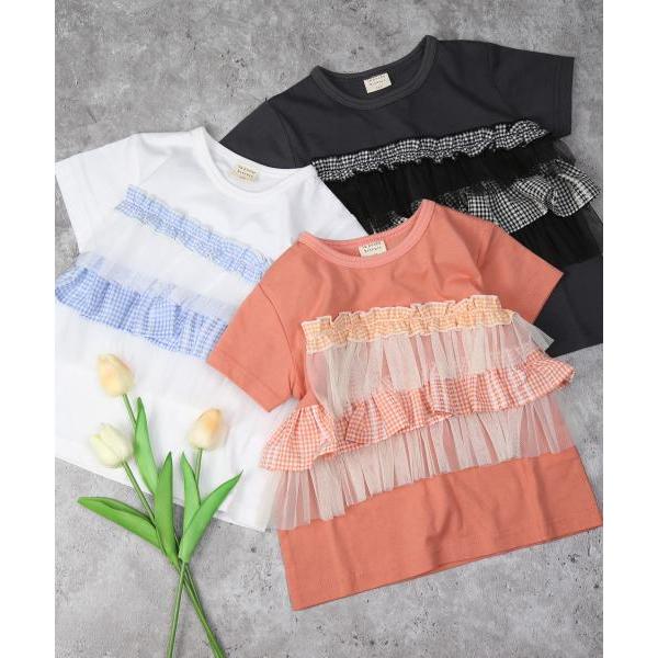 ●50％OFFセール●ラ・ポシェ・ビスキュイ　La poche biscuit　レースチェックフリル　半袖　Tシャツ (110・120・130・140） キッズ　小学生　女の子　LP25MS008 | la poche biscuit | 08