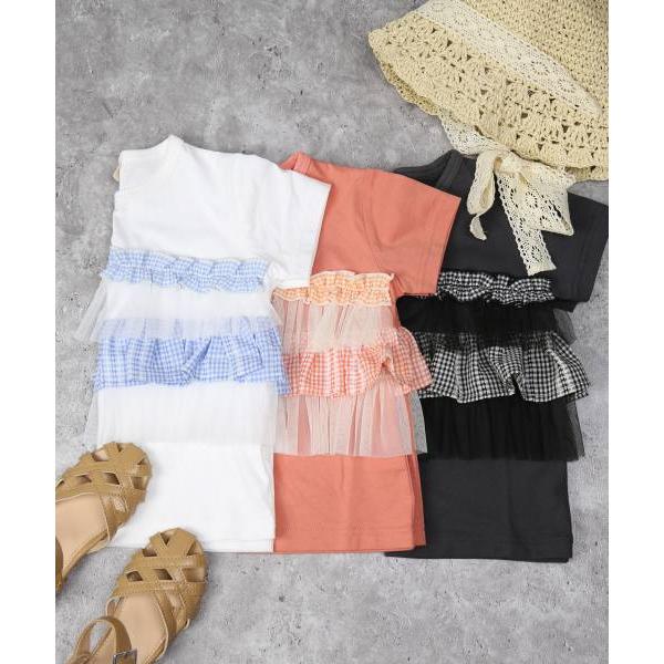 ●50％OFFセール●ラ・ポシェ・ビスキュイ　La poche biscuit　レースチェックフリル　半袖　Tシャツ (110・120・130・140） キッズ　小学生　女の子　LP25MS008 | la poche biscuit | 09