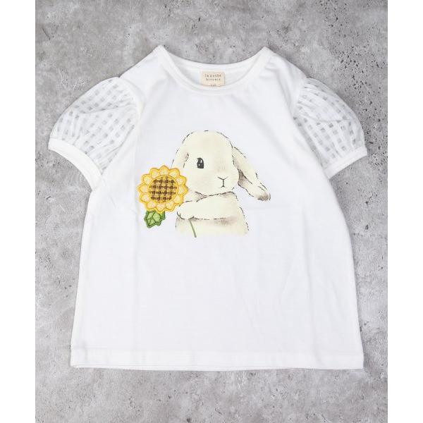 ラ・ポシェ・ビスキュイ　La poche biscuit　うさぎ　半袖　Tシャツ (90・100・110・120・130・140） 幼児　キッズ　小学生　女の子　透け感　可愛い　綿100 | la poche biscuit | 01