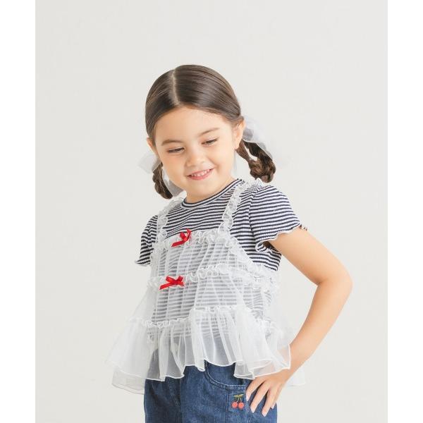 ラ・ポシェ・ビスキュイ　La poche biscuit　キャミドッキング　半袖　Tシャツ (110・120・130・140） キッズ　小学生　女の子　チュールキャミ　ボーダー | la poche biscuit | 02