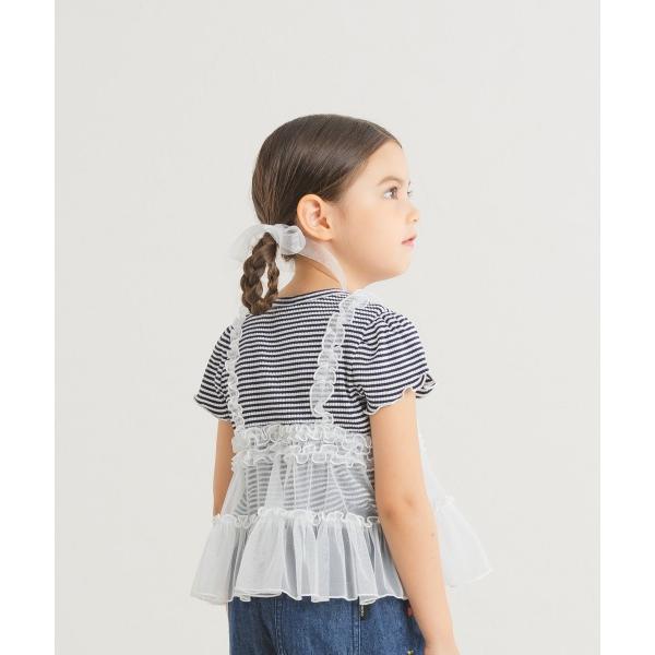 ラ・ポシェ・ビスキュイ　La poche biscuit　キャミドッキング　半袖　Tシャツ (110・120・130・140） キッズ　小学生　女の子　チュールキャミ　ボーダー | la poche biscuit | 04