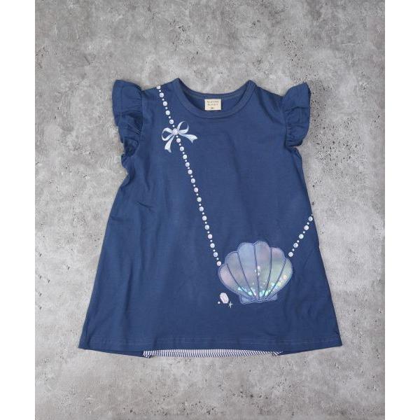ラ・ポシェ・ビスキュイ　La poche biscuit　貝殻ポシェット　チュニック　 (90・100・110・120・130・140） 半袖　Tシャツ　幼児　キッズ　小学生　女の子 | la poche biscuit | 01