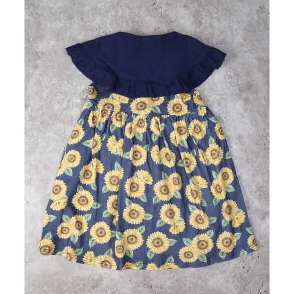 ラ・ポシェ・ビスキュイ　La poche biscuit　ひまわり　総柄　ワンピース　 (90・100・110・120・130・140） 半袖　幼児　キッズ　小学生　女の子　綿100 | la poche biscuit | 03