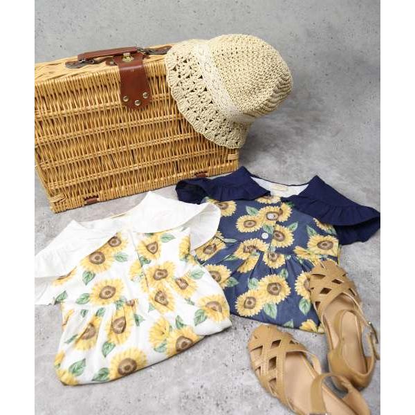 ラ・ポシェ・ビスキュイ　La poche biscuit　ひまわり　総柄　ワンピース　 (90・100・110・120・130・140） 半袖　幼児　キッズ　小学生　女の子　綿100 | la poche biscuit | 05
