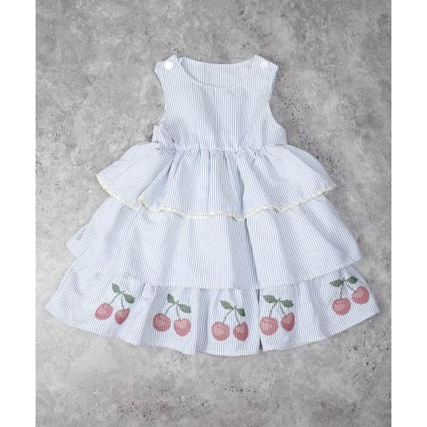 ラ・ポシェ・ビスキュイ　La poche biscuit　ストライプ　ノースリーブ　ワンピース　 (110・120・130・140） さくらんぼ　キッズ　小学生　女の子　フリル | la poche biscuit | 04