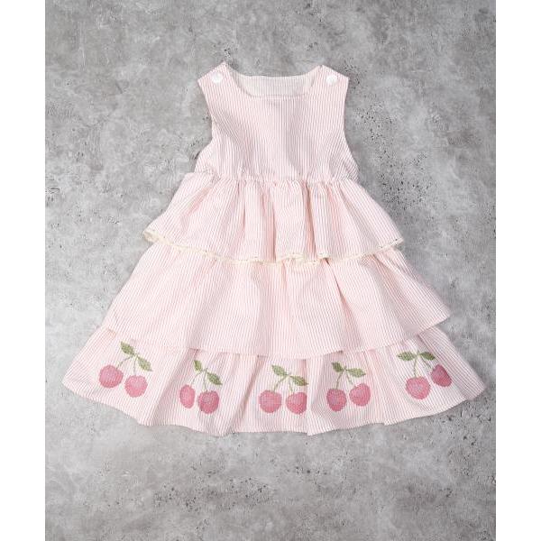 ラ・ポシェ・ビスキュイ　La poche biscuit　ストライプ　ノースリーブ　ワンピース　 (110・120・130・140） さくらんぼ　キッズ　小学生　女の子　フリル | la poche biscuit | 06