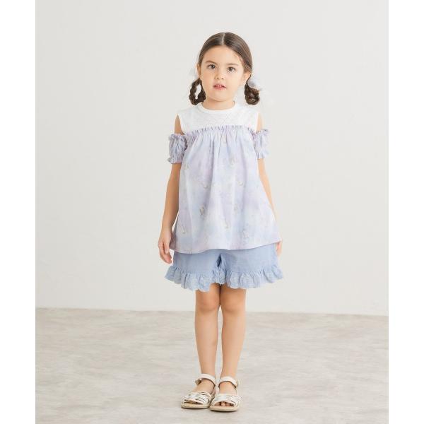 ラ・ポシェ・ビスキュイ　La poche biscuit　貝殻　刺繍　フリル　キュロット　 (110・120・130・140） ズボン　短パン　パンツ　キッズ　小学生　女の子 | la poche biscuit | 01