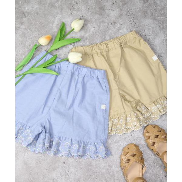 ラ・ポシェ・ビスキュイ　La poche biscuit　貝殻　刺繍　フリル　キュロット　 (110・120・130・140） ズボン　短パン　パンツ　キッズ　小学生　女の子 | la poche biscuit | 06
