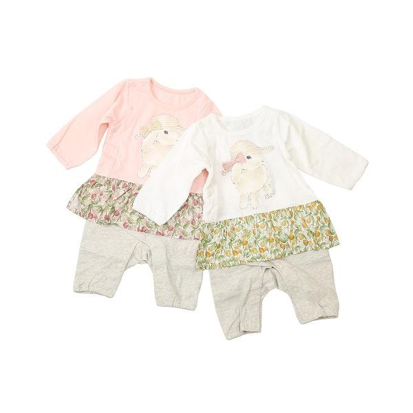 ●50％OFFセール●ラ・ポシェ・ビスキュイ　La poche biscuit　うさぎプリント リボンモチーフ 花柄切替 ロンパース (70・80)赤ちゃん 女の子 ギフト | la poche biscuit | 04