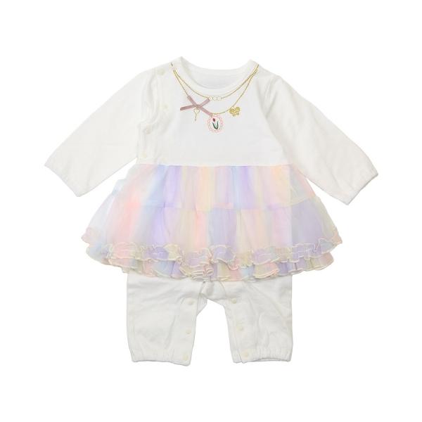 ●50％OFFセール●ラ・ポシェ・ビスキュイ　La poche biscuit　チュールスカート切替 ロンパース (70・80)ベビー 赤ちゃん 女の子 ギフト 春 秋 | la poche biscuit | 01