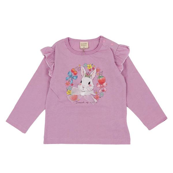 ●50％OFFセール●ラ・ポシェ・ビスキュイ　La poche biscuit　肩フリル うさぎプリント 長袖Tシャツ ロンT (90・100・110・120・130・140)女の子 キッズ | la poche biscuit | 02