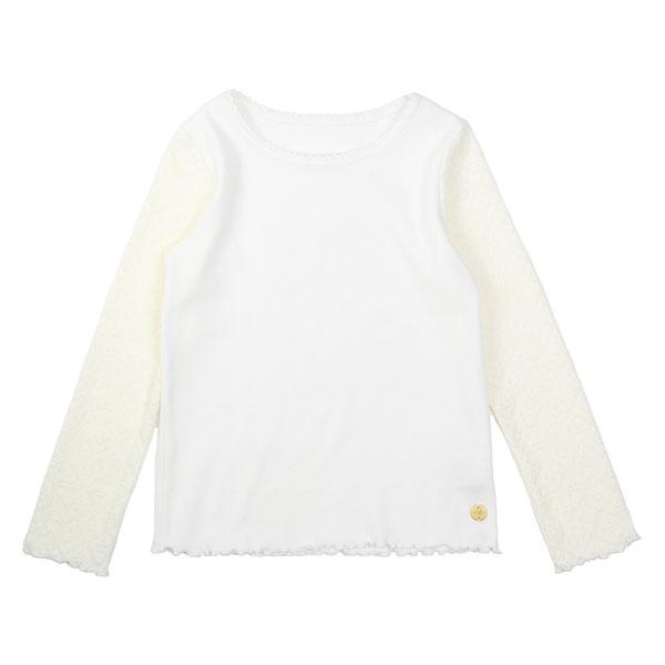 ●50％OFFセール●ラ・ポシェ・ビスキュイ　La poche biscuit　袖シアー切替  長袖Tシャツ ロンT (90・100・110・120・130・140)女の子  インナー キッズ | la poche biscuit | 01