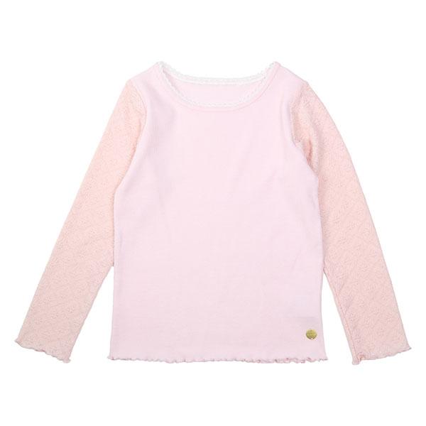 ●50％OFFセール●ラ・ポシェ・ビスキュイ　La poche biscuit　袖シアー切替  長袖Tシャツ ロンT (90・100・110・120・130・140)女の子  インナー キッズ | la poche biscuit | 02