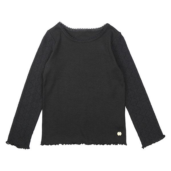 ●70％OFFセール●ラ・ポシェ・ビスキュイ　La poche biscuit　袖シアー切替  長袖Tシャツ ロンT (90・100・110・120・130・140)　アウトレット　セール | la poche biscuit | 03