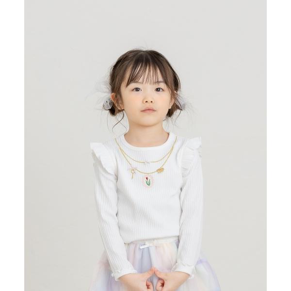 ●50％OFFセール●ラ・ポシェ・ビスキュイ　La poche biscuit　 肩フリル長袖Tシャツ(90・100・110・120・130・140)女の子　　ロンT | la poche biscuit | 01