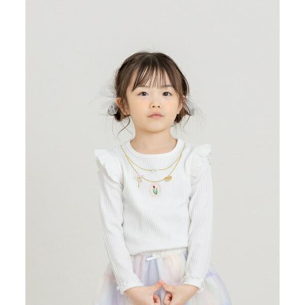 ●50％OFFセール●ラ・ポシェ・ビスキュイ　La poche biscuit　 肩フリル長袖Tシャツ(90・100・110・120・130・140)女の子　　ロンT | la poche biscuit | 01
