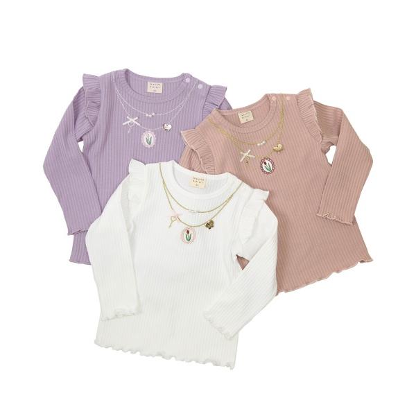 ●50％OFFセール●ラ・ポシェ・ビスキュイ　La poche biscuit　 肩フリル長袖Tシャツ(90・100・110・120・130・140)女の子　　ロンT | la poche biscuit | 07