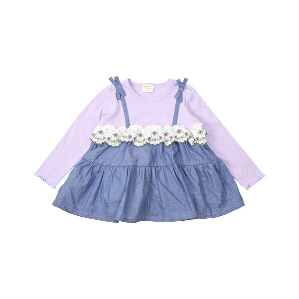 ●50％OFFセール●ラ・ポシェ・ビスキュイ　La poche biscuit　 ドッキングチュニック　長袖(90・100・110・120・130・140)　女の子　　　刺繍　レース | la poche biscuit | 02