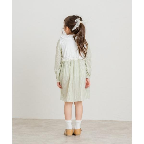 ●50％OFFセール●ラ・ポシェ・ビスキュイ　La poche biscuit　ストライプワンピース(90・100・110・120・130・140)女の子　刺繍　襟付き　花柄 | la poche biscuit | 03