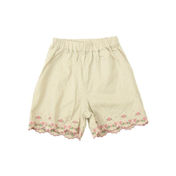 ●50％OFFセール●ラ・ポシェ・ビスキュイ　La poche biscuit　花刺繍キュロット(90・100・110・120・130・140)女の子　キッズ　ショートパンツ　ズボン | la poche biscuit | 01