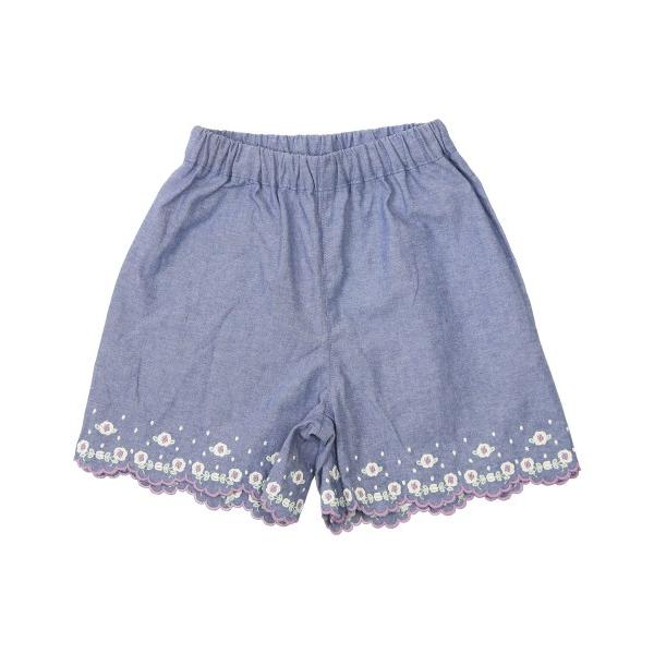 ●50％OFFセール●ラ・ポシェ・ビスキュイ　La poche biscuit　花刺繍キュロット(90・100・110・120・130・140)女の子　キッズ　ショートパンツ　ズボン | la poche biscuit | 02