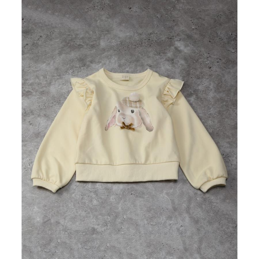 ●50％OFFセール●  ラポシェビスキュイ La poche biscuit 肩フリルうさぎプリントトレーナー ( 90 100 110 120 130 140 ) 子ども服 アウトレット | la poche biscuit | 01