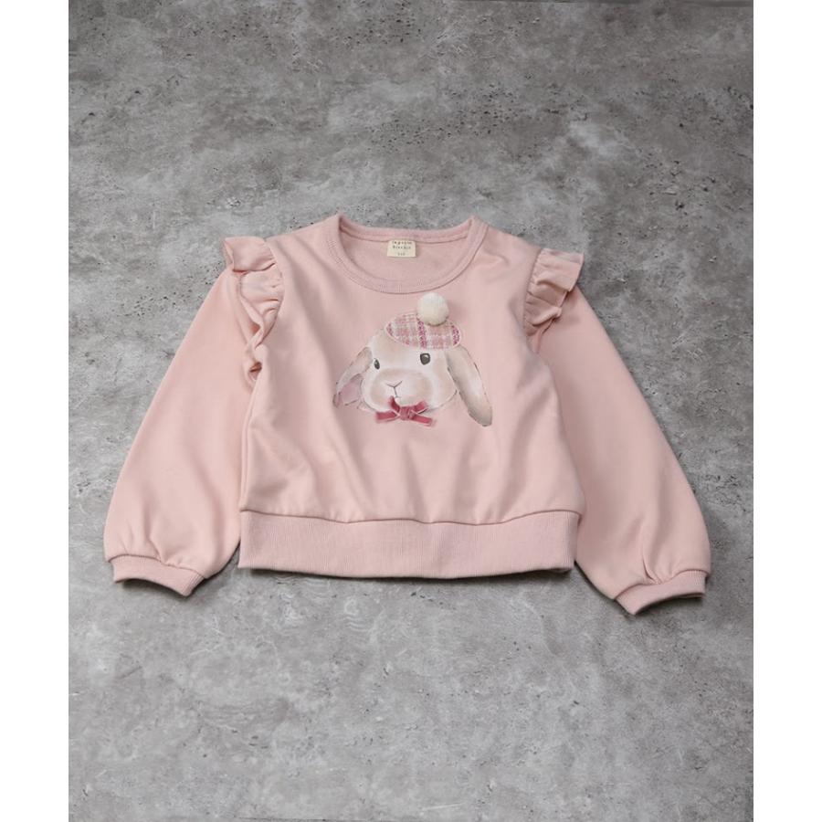 ●50％OFFセール●  ラポシェビスキュイ La poche biscuit 肩フリルうさぎプリントトレーナー ( 90 100 110 120 130 140 ) 子ども服 アウトレット | la poche biscuit | 02