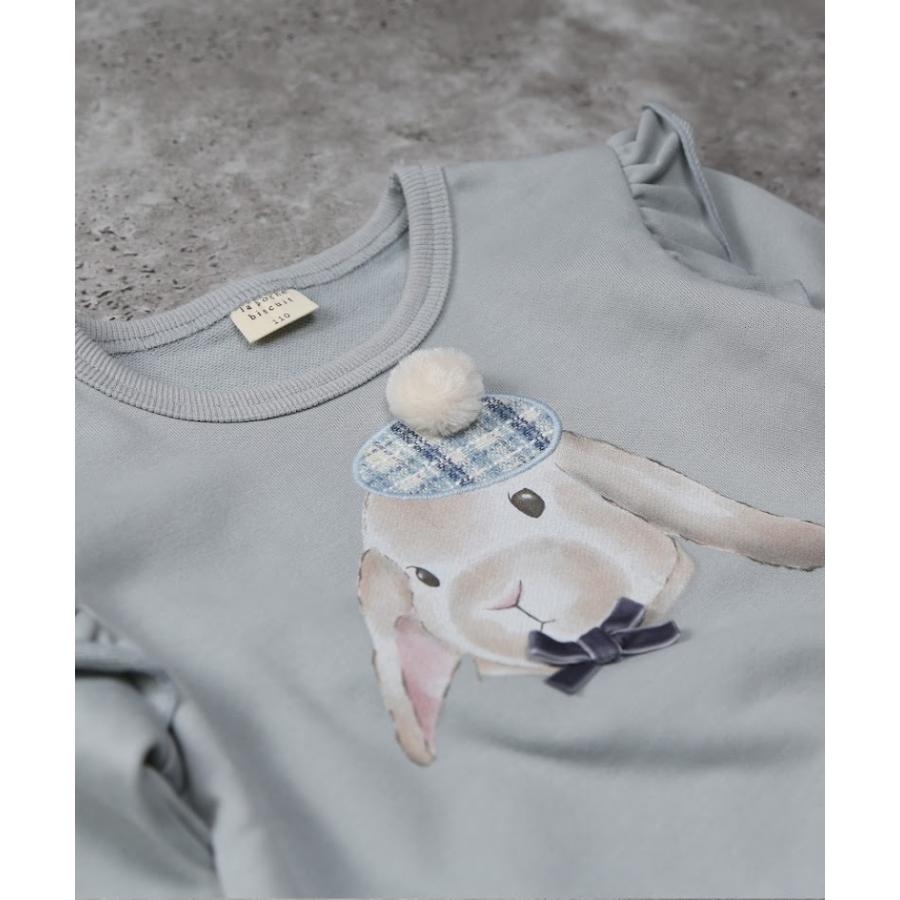 ●50％OFFセール●  ラポシェビスキュイ La poche biscuit 肩フリルうさぎプリントトレーナー ( 90 100 110 120 130 140 ) 子ども服 アウトレット | la poche biscuit | 04