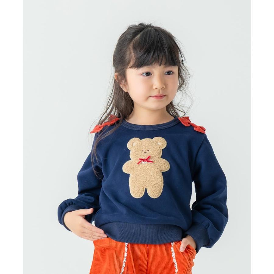 ●50％OFFセール●  ラポシェビスキュイ La poche biscuit テディベアアップリケスウェット(裏起毛) ( 90 100 110 120 130 140 )  アウトレット | la poche biscuit | 04