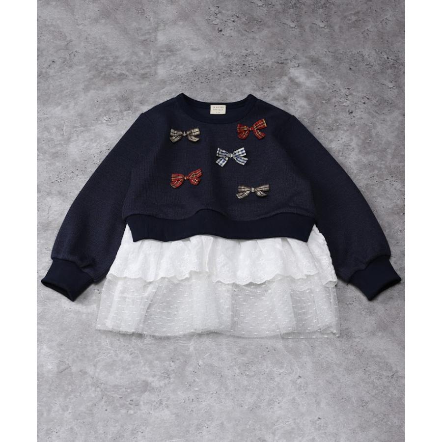 ●50％OFFセール●  ラポシェビスキュイ La poche biscuit チェックリボン付きチュールチュニック ( 90 100 110 120 130 140 )  アウトレット | la poche biscuit | 02