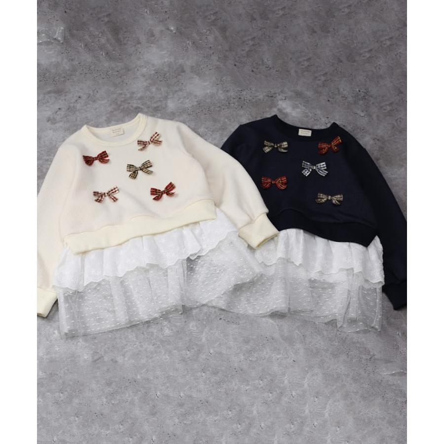 ●50％OFFセール●  ラポシェビスキュイ La poche biscuit チェックリボン付きチュールチュニック ( 90 100 110 120 130 140 )  アウトレット | la poche biscuit | 04