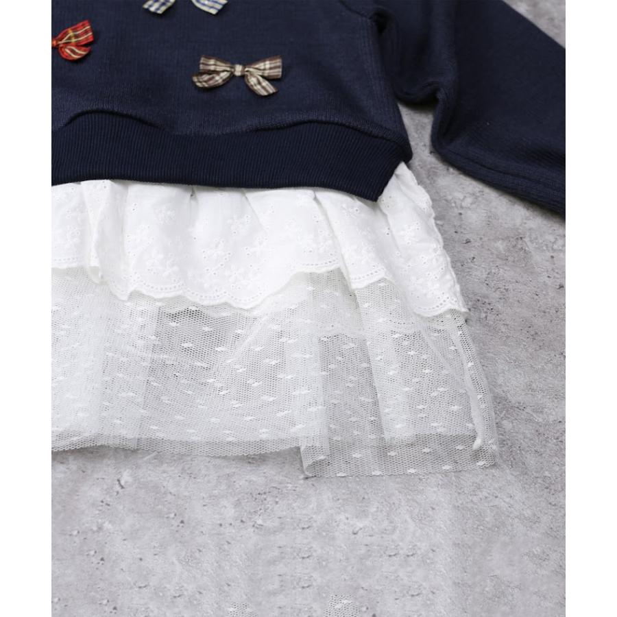 ●50％OFFセール●  ラポシェビスキュイ La poche biscuit チェックリボン付きチュールチュニック ( 90 100 110 120 130 140 )  アウトレット | la poche biscuit | 09