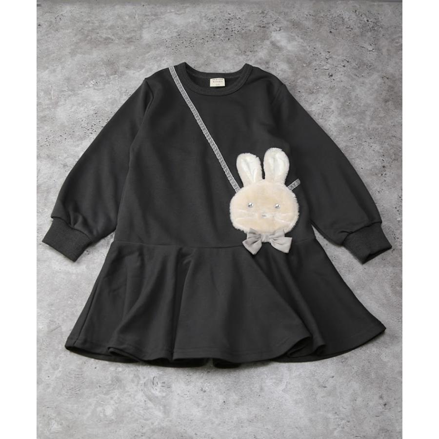 ●50％OFFセール●  ラポシェビスキュイ La poche biscuit うさぎポシェットフレアワンピース ( 90 100 110 120 130 140 ) 子ども服 アウトレット | la poche biscuit | 01