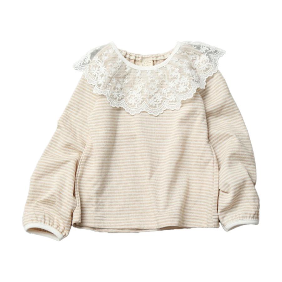 ラポシェビスキュイ La poche biscuit レース衿 ボーダー 長袖Tシャツ (  90 100 110 120 130 140  )  キッズ 幼児 ロンT プレゼント おでかけ カジュアル 女の | la poche biscuit | 01