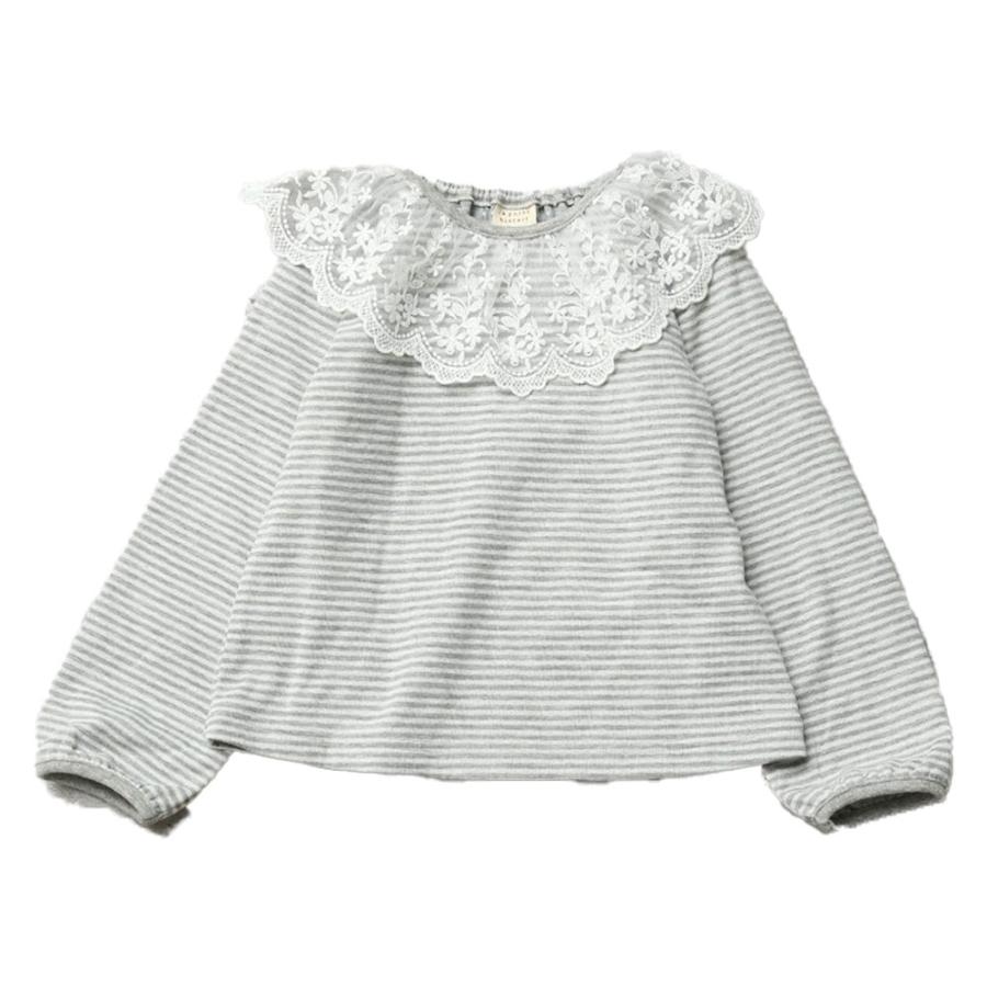 ラポシェビスキュイ La poche biscuit レース衿 ボーダー 長袖Tシャツ (  90 100 110 120 130 140  )  キッズ 幼児 ロンT プレゼント おでかけ カジュアル 女の | la poche biscuit | 02