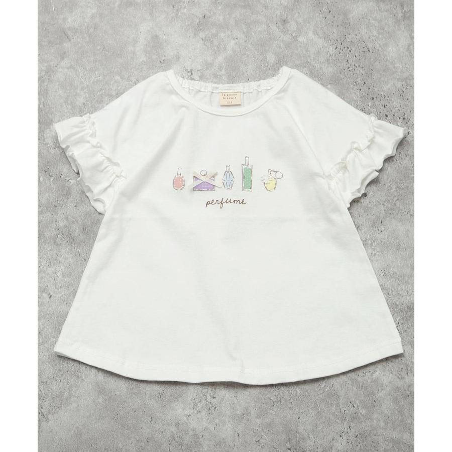●40％OFFセール●ラポシェビスキュイ La poche biscuit パフュームプリント袖フリルTシャツ ( 90 100 110 120 130 140 ）　アウトレット | la poche biscuit | 01