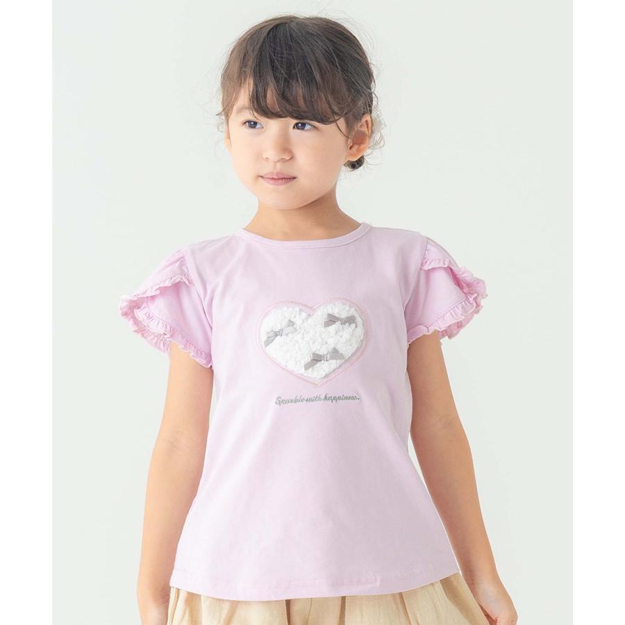 ●40％OFFセール●ラポシェビスキュイ La poche biscuit 立体ハート×袖フリル半袖Tシャツ ( 90 100 110 120 130 140 ）　アウトレット | la poche biscuit | 10