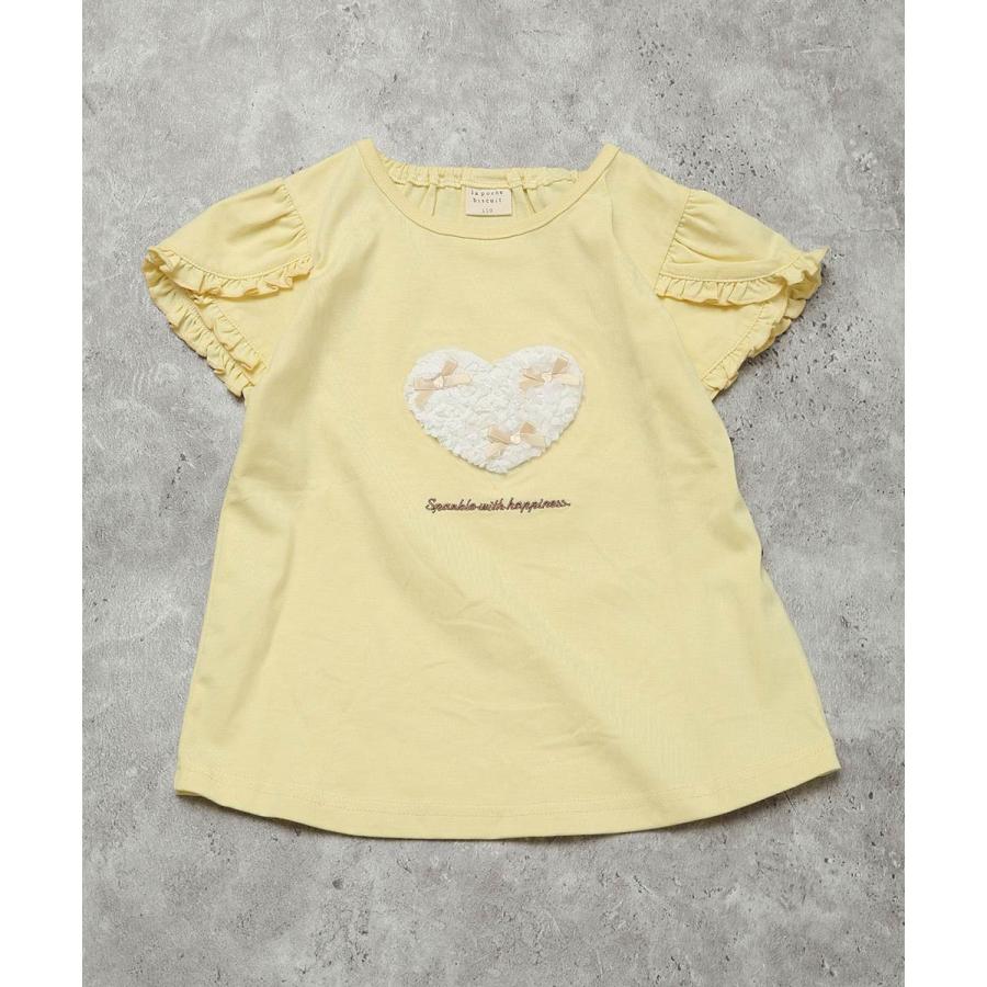 ●40％OFFセール●ラポシェビスキュイ La poche biscuit 立体ハート×袖フリル半袖Tシャツ ( 90 100 110 120 130 140 ）　アウトレット | la poche biscuit | 02