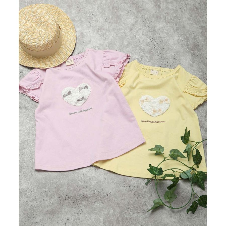 ●40％OFFセール●ラポシェビスキュイ La poche biscuit 立体ハート×袖フリル半袖Tシャツ ( 90 100 110 120 130 140 ）　アウトレット | la poche biscuit | 08