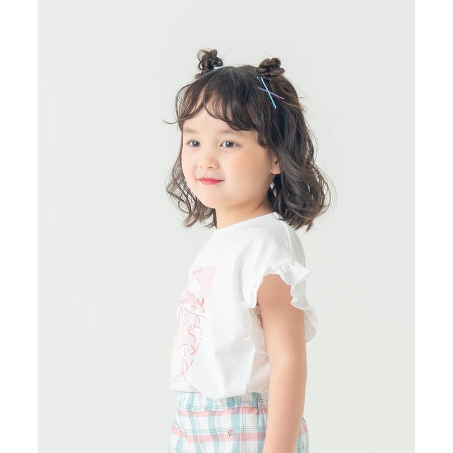 ●40％OFFセール●ラポシェビスキュイ La poche biscuit 袖フリル ＆ お花と女の子プリントTシャツ ( 90 100 110 120 130 140 ）　アウトレット | la poche biscuit | 10