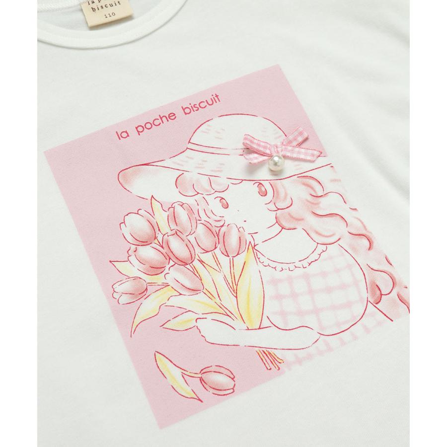 ●40％OFFセール●ラポシェビスキュイ La poche biscuit 袖フリル ＆ お花と女の子プリントTシャツ ( 90 100 110 120 130 140 ）　アウトレット | la poche biscuit | 06