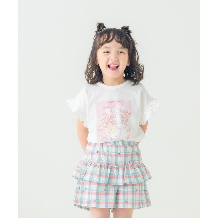 ●40％OFFセール●ラポシェビスキュイ La poche biscuit 袖フリル ＆ お花と女の子プリントTシャツ ( 90 100 110 120 130 140 ）　アウトレット | la poche biscuit | 09