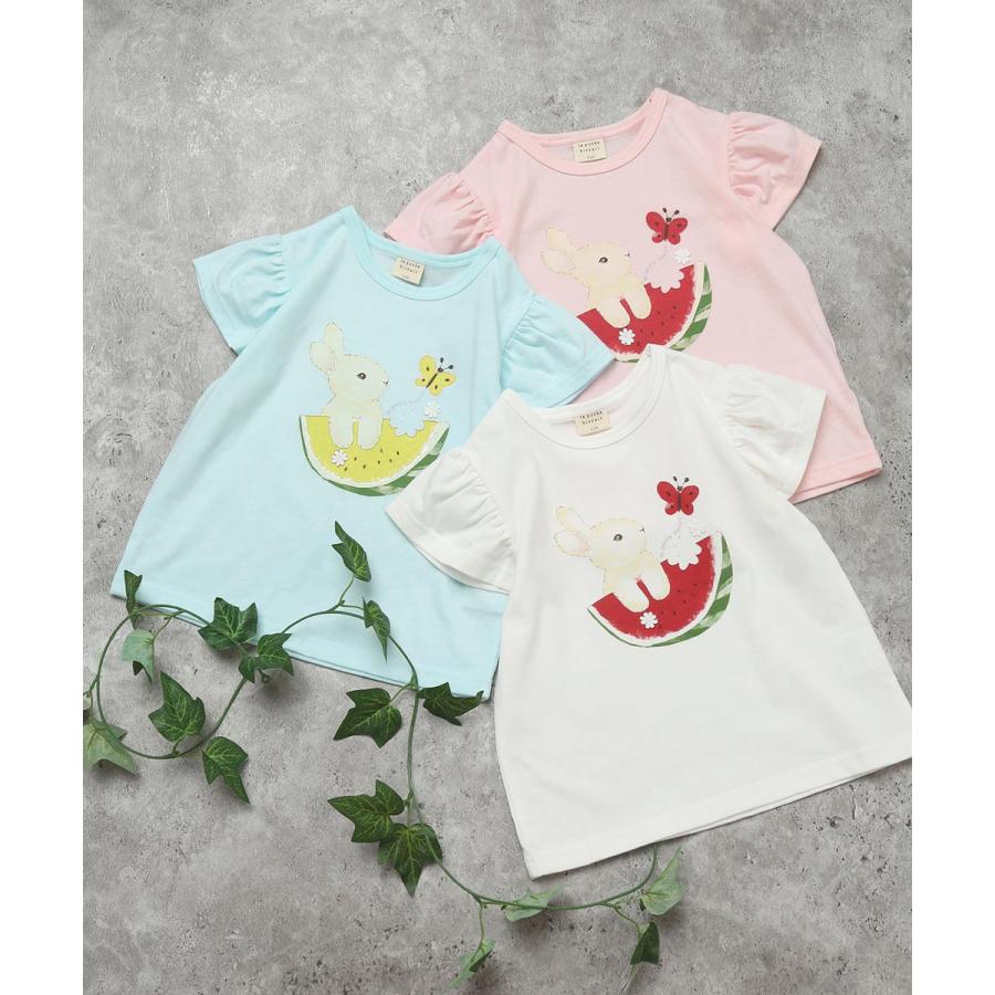 ●40％OFFセール●ラポシェビスキュイ La poche biscuit ウサギプリント パフスリーブTシャツ ( 90 100 110 120 130 140 ）　アウトレット | la poche biscuit | 10