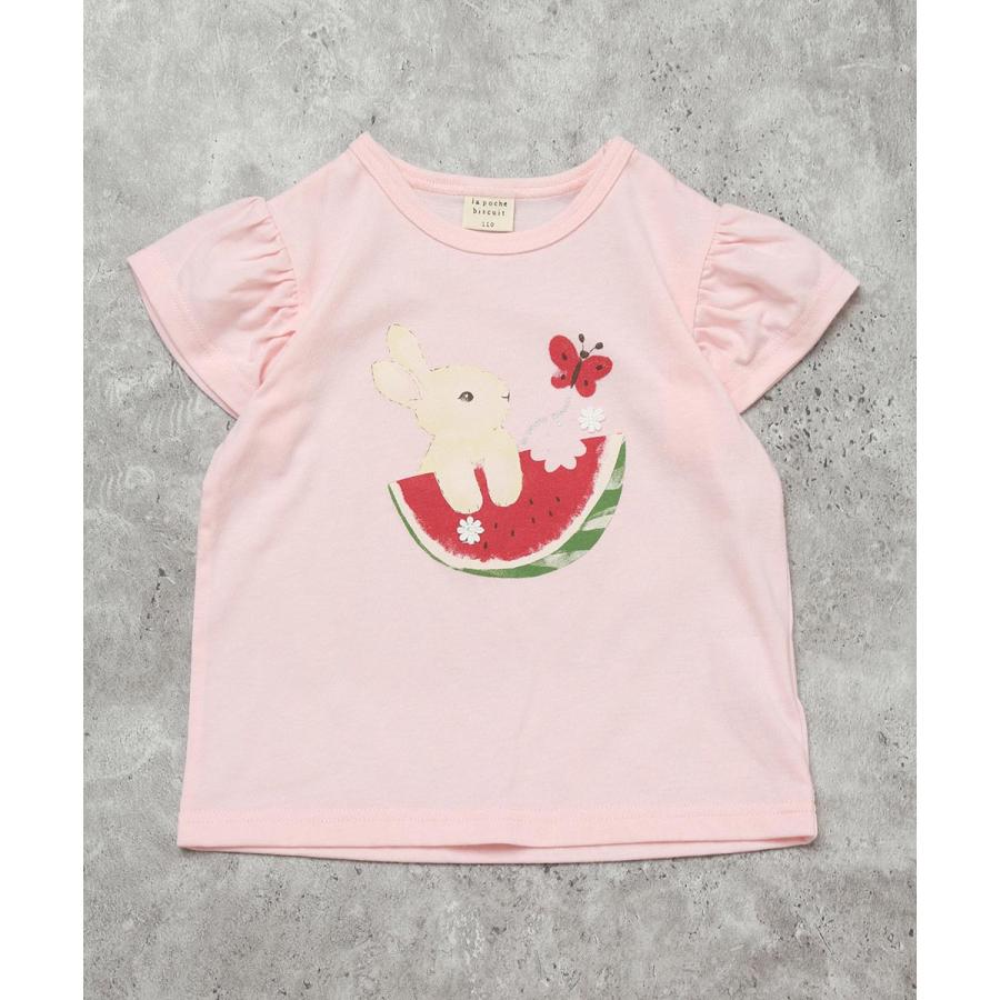 ●40％OFFセール●ラポシェビスキュイ La poche biscuit ウサギプリント パフスリーブTシャツ ( 90 100 110 120 130 140 ）　アウトレット | la poche biscuit | 02