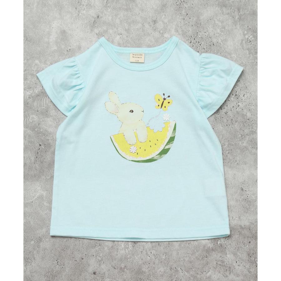 ●40％OFFセール●ラポシェビスキュイ La poche biscuit ウサギプリント パフスリーブTシャツ ( 90 100 110 120 130 140 ）　アウトレット | la poche biscuit | 03
