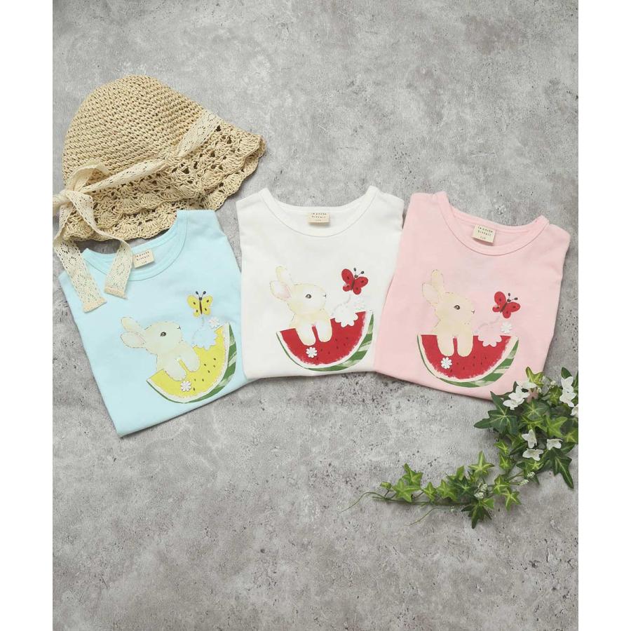 ●40％OFFセール●ラポシェビスキュイ La poche biscuit ウサギプリント パフスリーブTシャツ ( 90 100 110 120 130 140 ）　アウトレット | la poche biscuit | 09