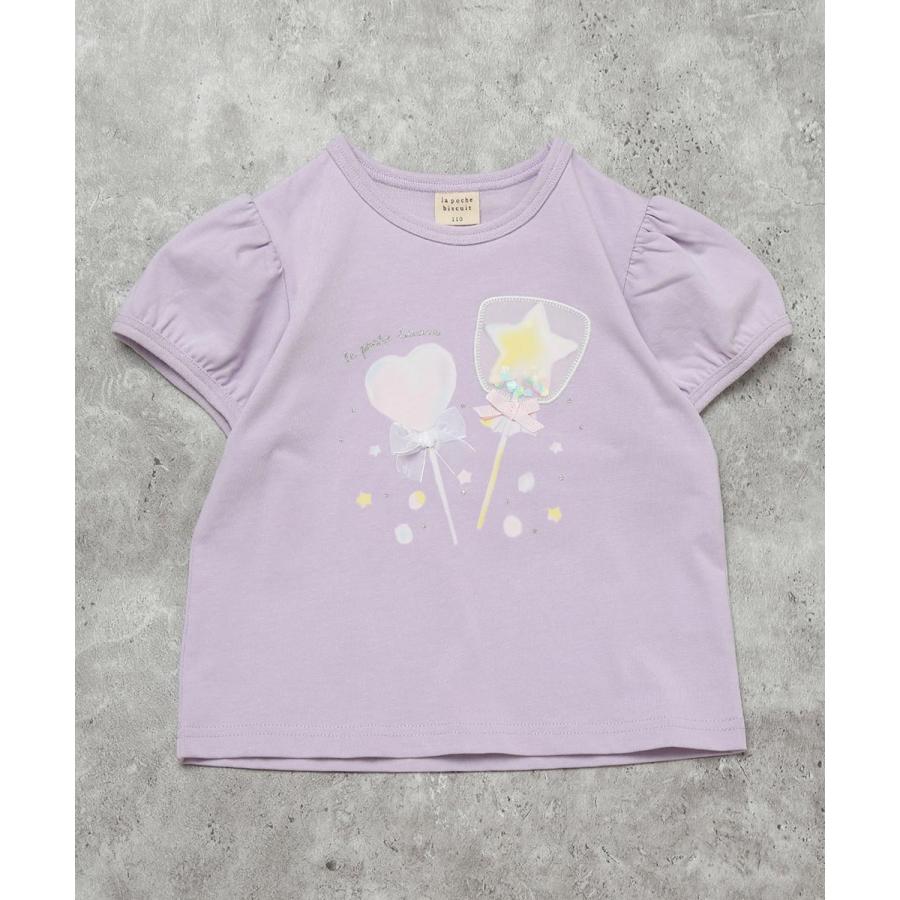 ●30％OFFセール●ラポシェビスキュイ La poche biscuit キャンディモチーフ パフスリーブTシャツ ( 90 100 110 120 130 140 ）　アウトレット | la poche biscuit | 01
