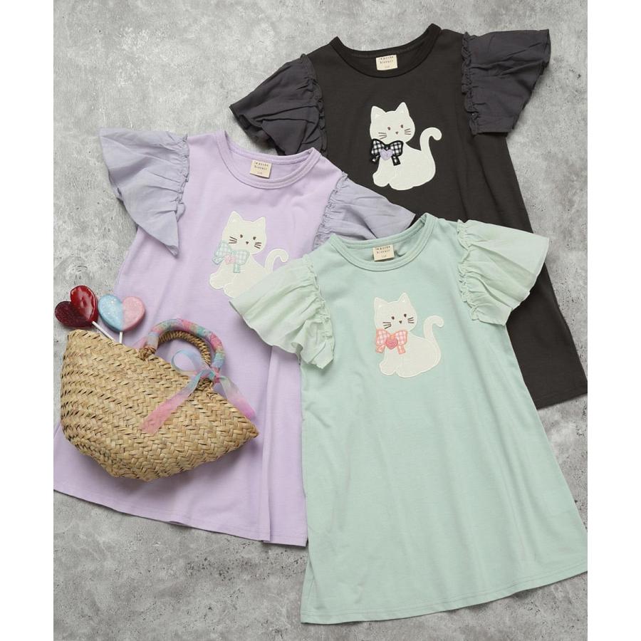 ラポシェビスキュイ La poche biscuit おめかし猫ちゃん フリルスリーブワンピース ( 90 100 110 120 130 140 ） | la poche biscuit | 11
