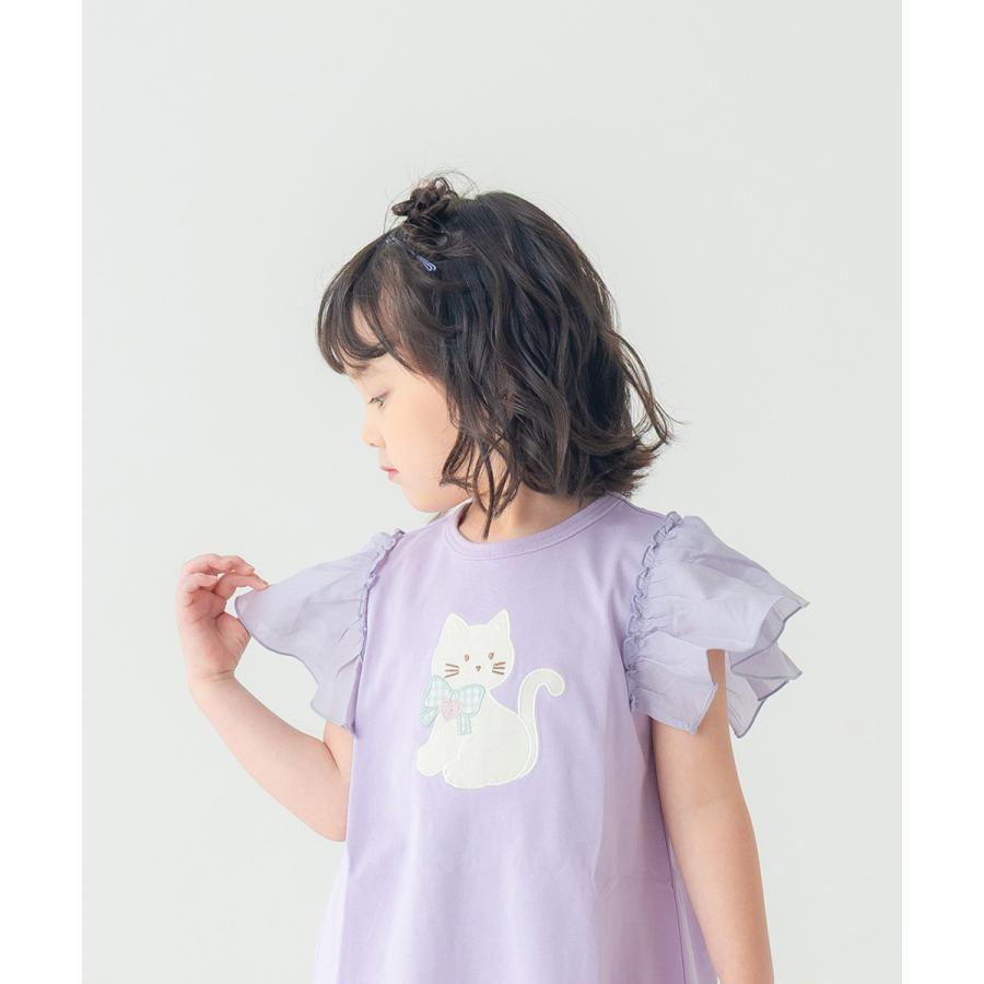 ラポシェビスキュイ La poche biscuit おめかし猫ちゃん フリルスリーブワンピース ( 90 100 110 120 130 140 ） | la poche biscuit | 13